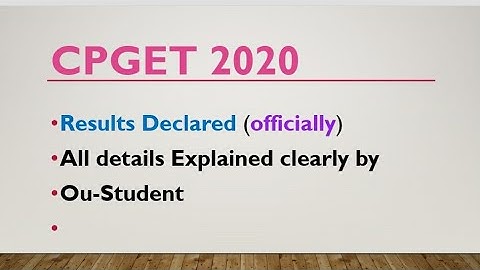 CPGET 2020 | results Declaration | official news |
