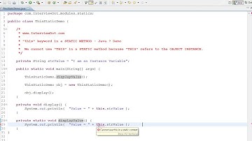 JAVA   WHY CANT WE USE THIS KEYWORD IN A STATIC METHOD DEMO