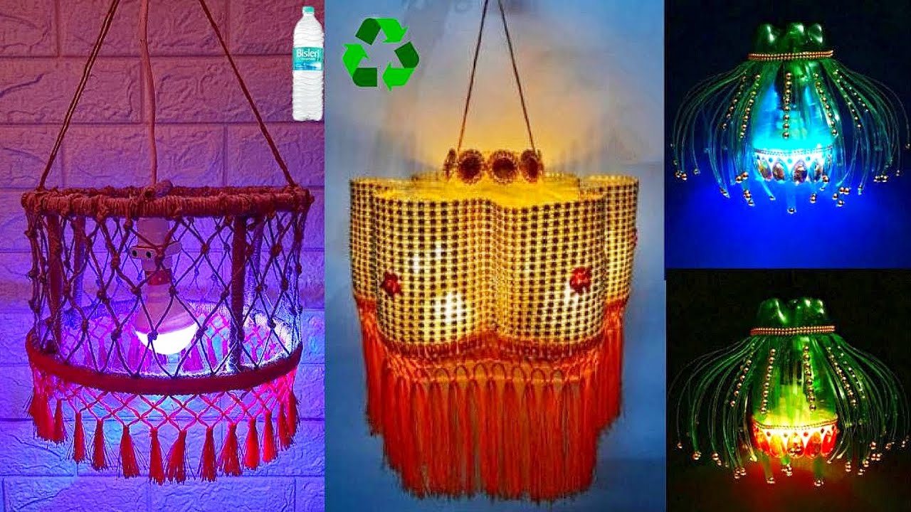 3 Chandelier /Jhumar made with Recycle material best out of waste