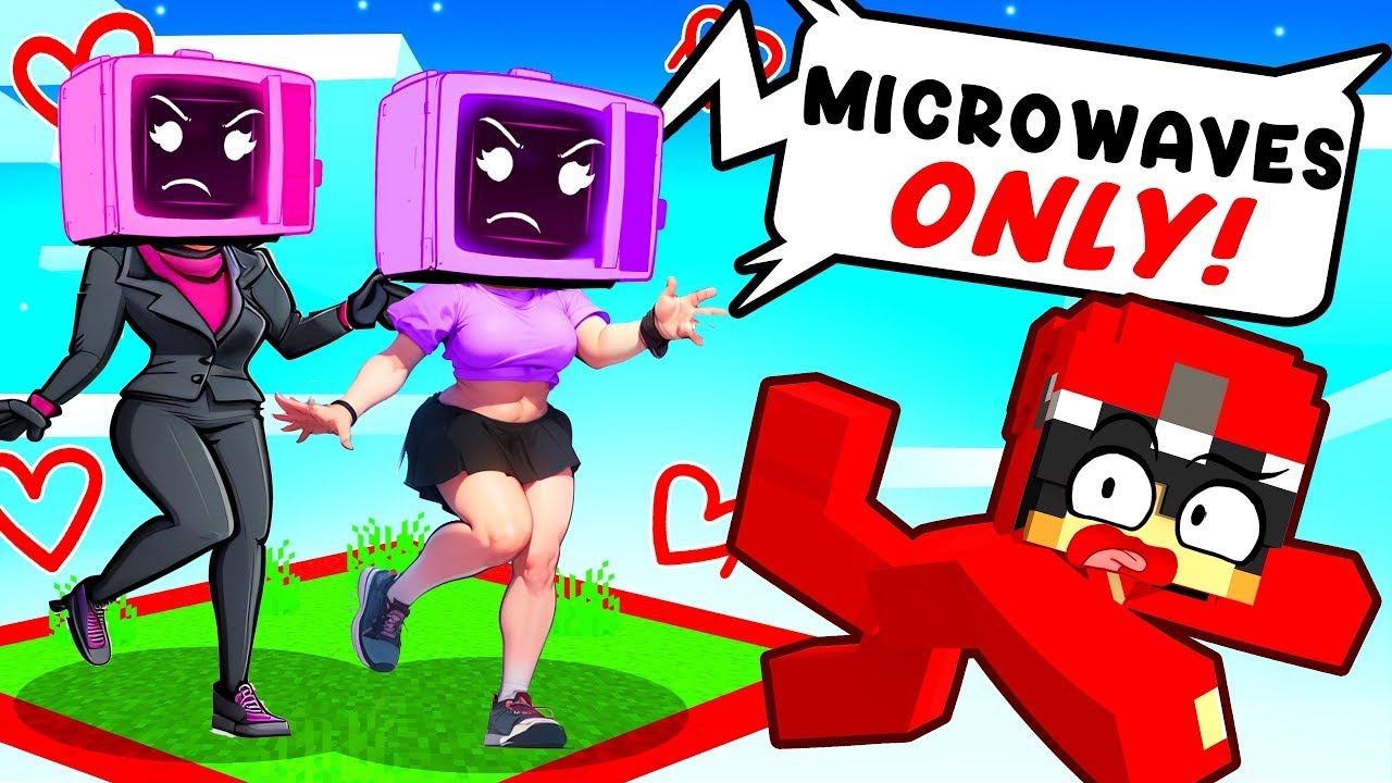 Locked on a One Chunk With MICROWAVE SISTERS in Minecraft!