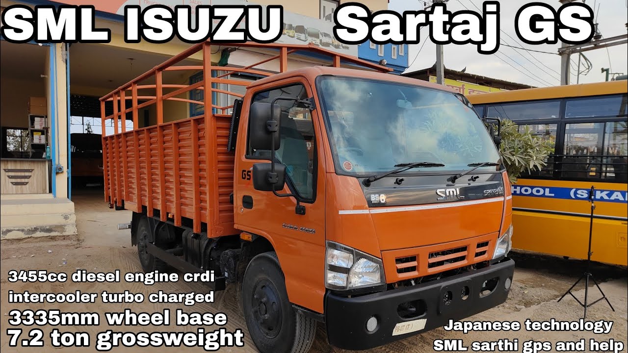 sml isuzu sartaj gs diesel truck 7.2 ton grossweight 3.3m wheel base with sml sarthi connect
