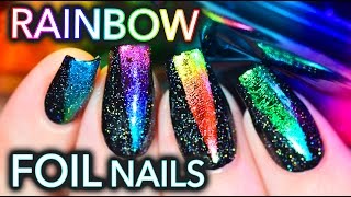 EASY Rainbow foil nail art with HOLO!!