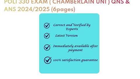 POLI 330 EXAM ( CHAMBERLAIN UNI ) QNS & ANS 2024/2025
