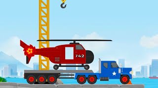 Labo Construction Truck - Trailer Truck Carrying a Helicopter Delivery Transport screenshot 2