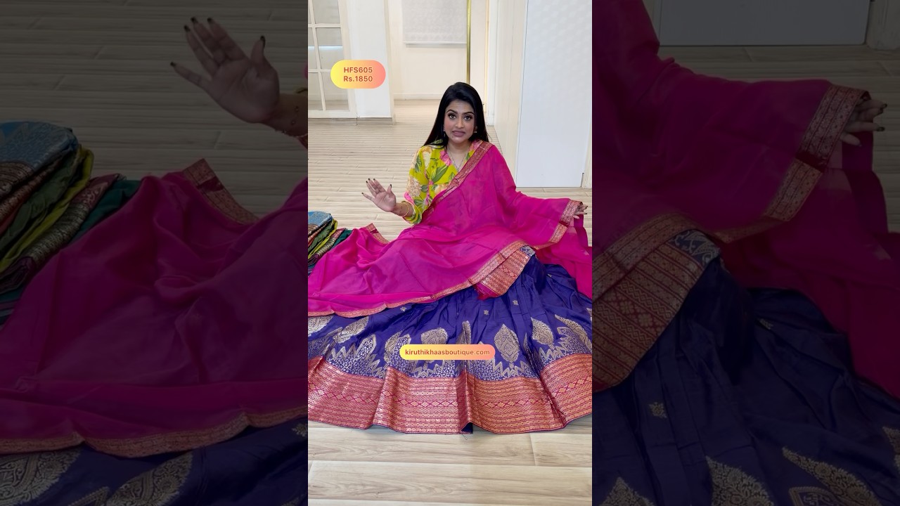 ⭐Half Saree Code-HFS605⭐WebsiteLink- kiruthikhaasboutique.com