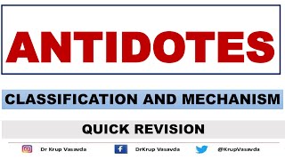 Antidotes Clification And Mechanisam Toxicology Dr Krup Vasavda