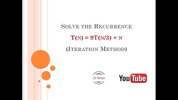 Solve the Recurrence  T(n) = 9T(n/3) + n  (Iteration Method)