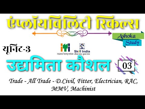 Unit - 3 उद्यमिता कौशल।। Employability skills ।। Trade- All Trade।। Objective type questions।।