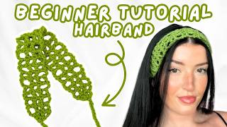easy crochet mesh hairband tutorial | crochet simple headband for BEGINNERS ♡