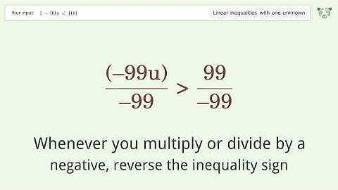 Solving Linear Inequalities: 1-99u is Smaller Than 100