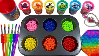 Satisfying Video | How To Make Rainbow BIG Slime Balls & Color Fruit Toys into Beads & Cutting ASMR