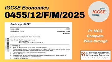 IGCSE Economics SOLVED | MCQ 0455/12/F/M/25 Discussion