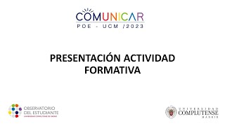 Presentación actividad formativa