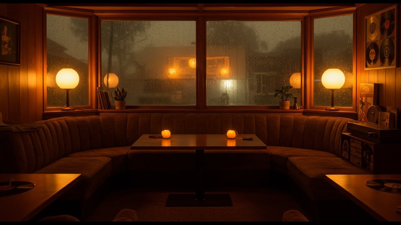 Cozy 70s Rain Night – Vinyl Crackle + Jazz (Long Loop)