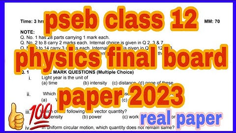 pseb class 12 physics final board paper 2023