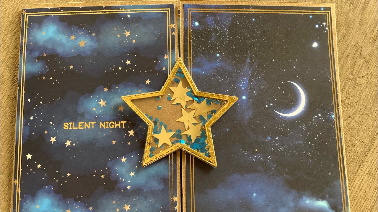 Carte de noël scrapbooking avec fermeture shaker box étoile coulissante création originale diy