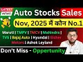 Nov 2025 Auto Sales | Auto stocks 🔥 Maruti, TMPV, TMCV, Mahindra, TVS, Eicher, Hyundai, Bajaj