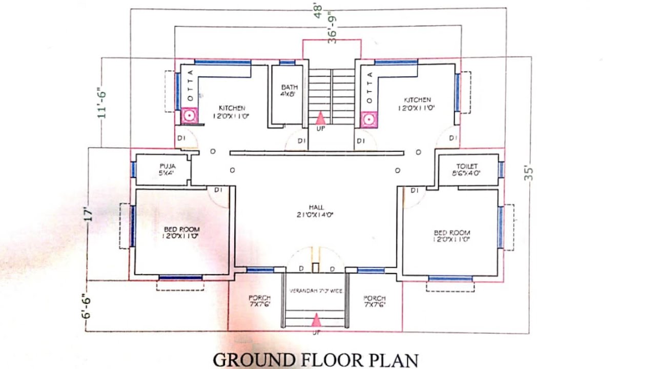 35 x 48 latest house plan for two brothers YouTube