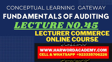 Lecture No.45.Fundamentals of Auditing ||Lecturer Commerce || Assistant Account Officer Online Class