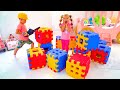 Diana and roma pretend play with toy blocks