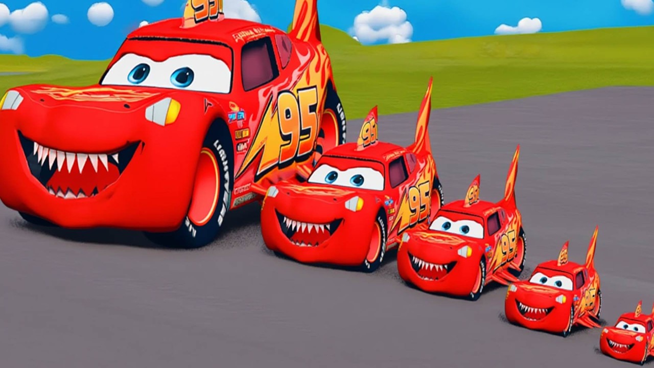 BIG vs SMALL Lightning McQueen 🦈🔥 SHARK Cars in BeamNG Drive MOD №5 | Crazy Transformation!