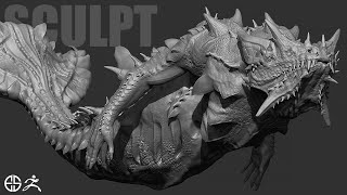 zbrush creature sculpting tutorial/zbrush hard surface concept/zbrush monster timelapse/zbrush fish