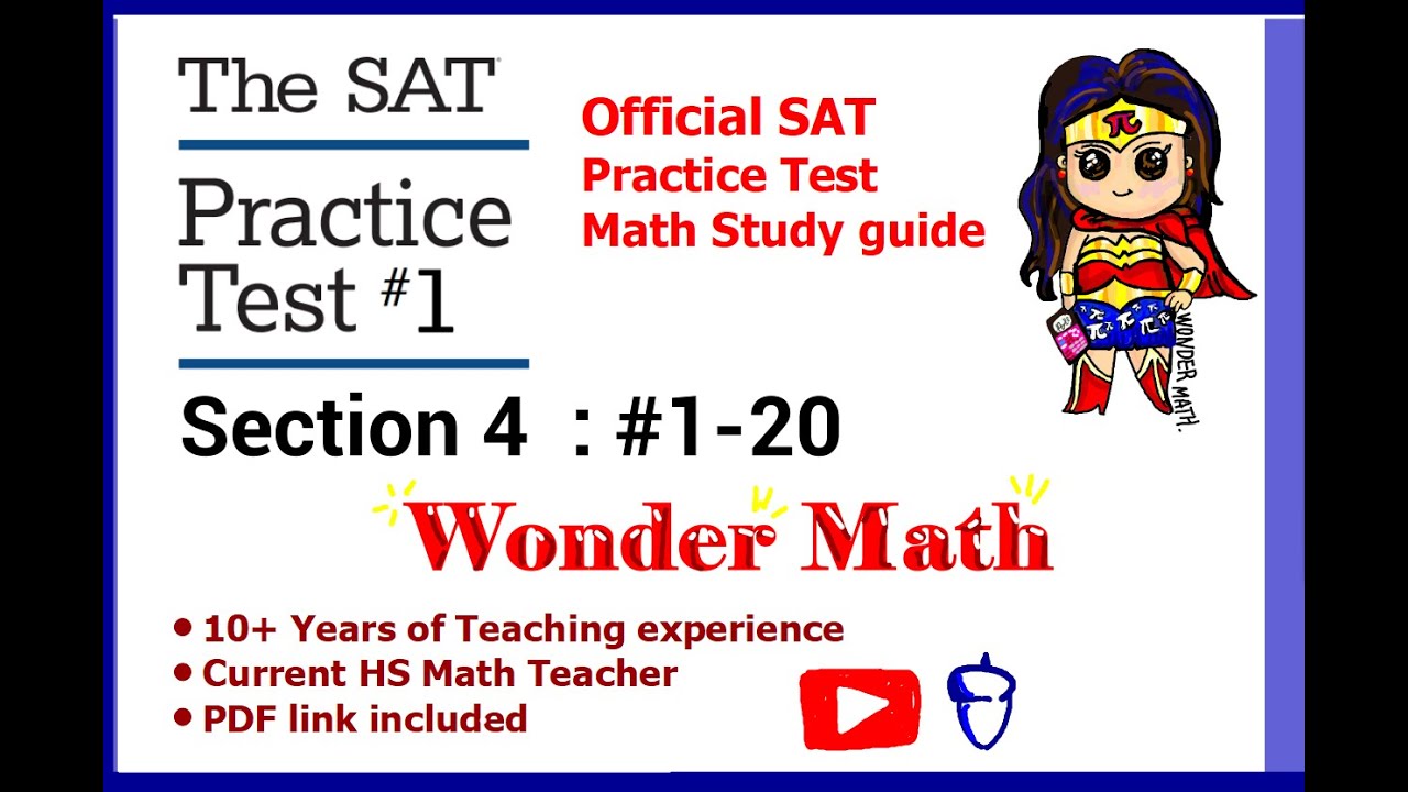 NEW SAT Practice test #1 Section 4 - MATH Part 1: #1-20 - YouTube
