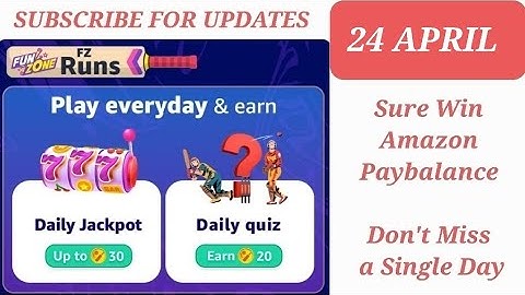 24 APRIL FZ quiz ans|Amazon Daily FZ Runs quiz answers| amazon quiz today |amazon quiz answers today