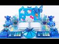 Blue Slime - Hello Kitty Mixing All My Makeup Eyeshadow into Clear Slime 🦋 파란색 헬로 키티 슬라임