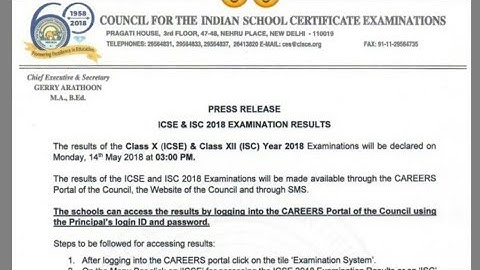 ICSE/ISC 2018 RESULTS DATE BY CISCE