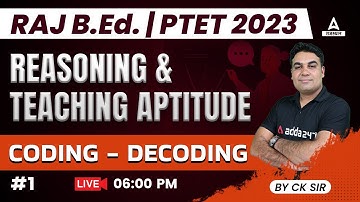 Coding - Decoding for PTET Online Classes 2023 | BSTC Reasoning & Teaching Aptitude by CK Sir #1