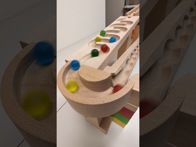 marble Run Race ASMR #245 Wooden Wave Course Colorful Marbles   #marblerun #marblerunrace #asmr