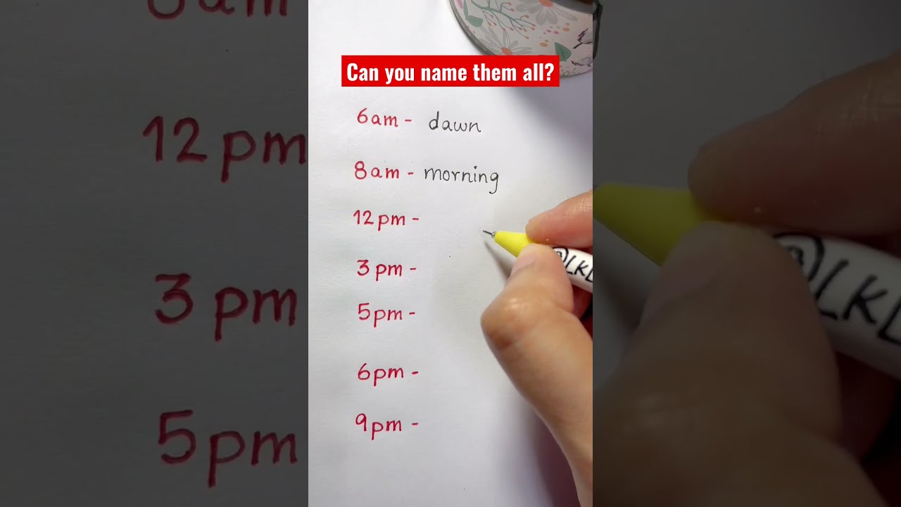 Can You Name These Times Of Day In English 