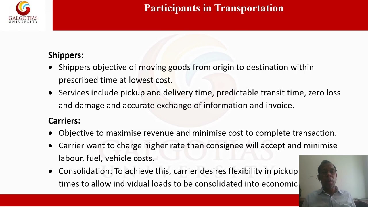 MBLS6010, Physical Dist. & Transportation Management: Transportation Principles and Participants