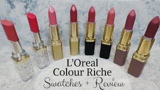 L&#39;Oreal Colour Riche Collection | LIP SWATCHES + MINI REVIEW