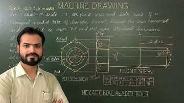 Hexagonal Headed Bolt (Axis Horizontal) In Machine Drawing (Part-12)