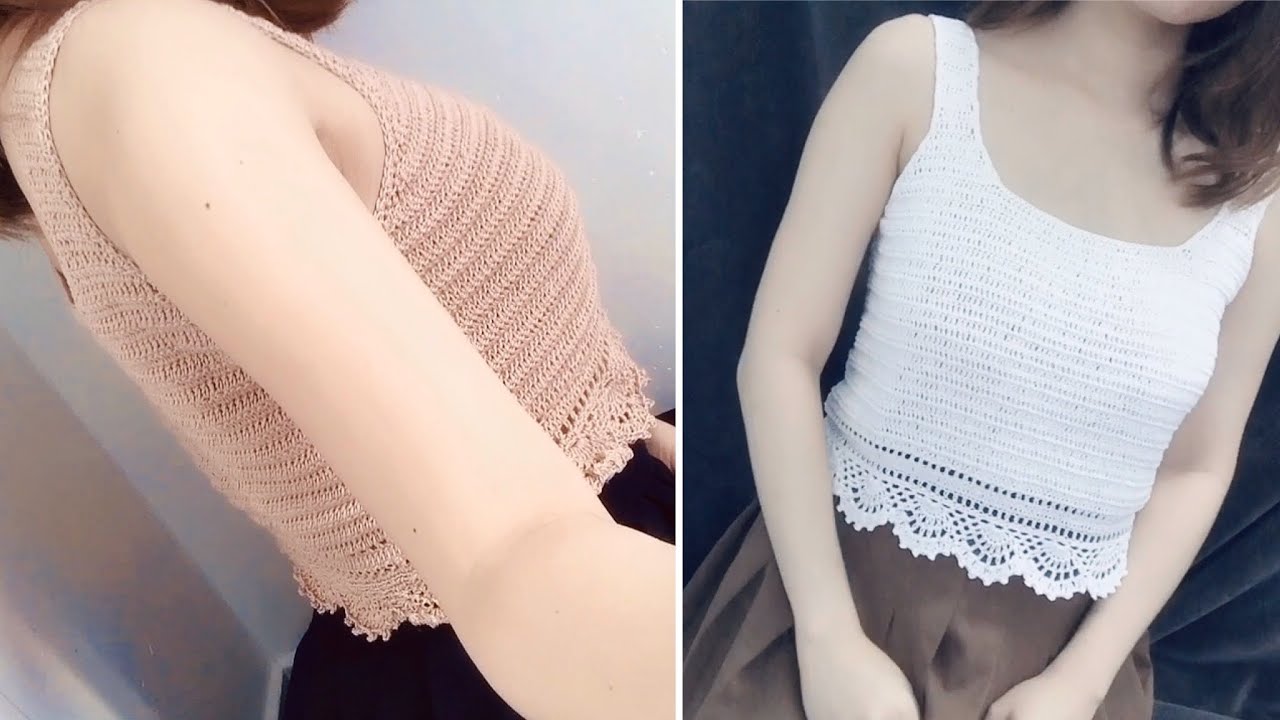 Crochet Croptop | Móc áo croptop phối viền giả ren đón mùa hè siêu xinh-crochet croptop