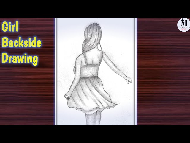 How To Draw A Girl With Beautiful Dress👗 || Girl Wearing Fashion Dress Drawing || Mickey Arts
