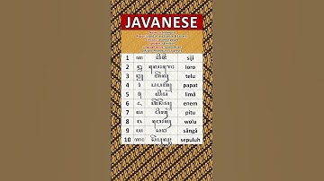 NUMBERS IN THE JAVANESE LANGUAGE (NGOKO-LOW SPEECH)