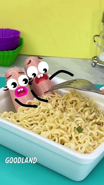 Sausages ATTACK Noodles in Epic Food Fight! 😂 #doodles #animation #cartoon