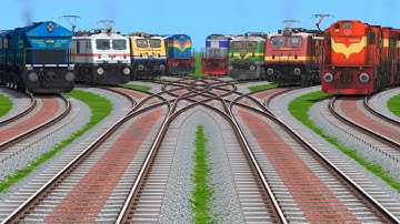 8 RAILS PASSING FOR ZIG ZAG RAILROAD TRACKS RISKY RAILROAD TRACKS/ train wold5 