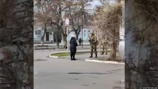 Ukrainian Woman In Emotional Confrontation With Armed 'Occupier'