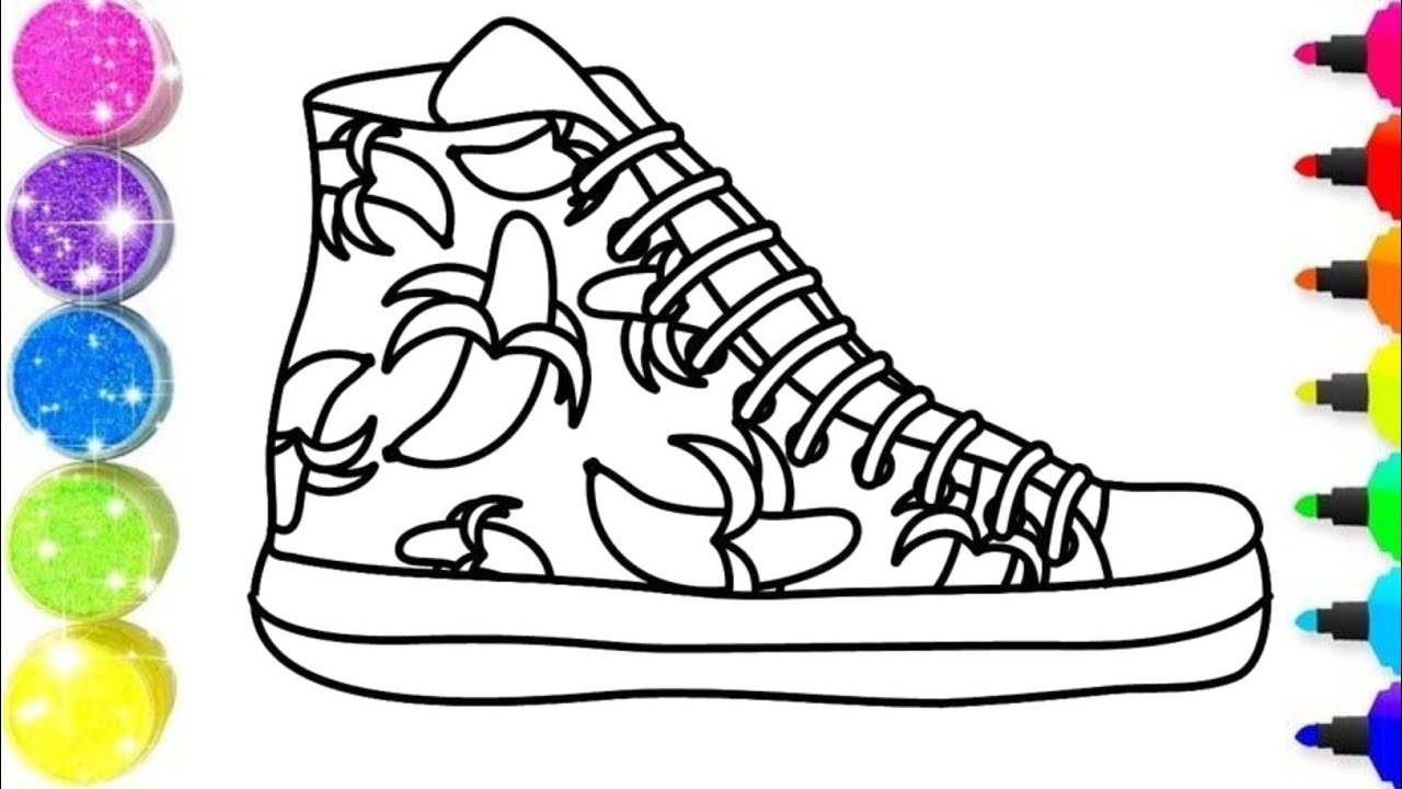 How to draw a shoe step by step for children || kids shoes drawing and  colouring