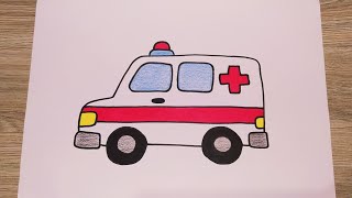 رسم للاطفال/رسم سيارة الإسعاف/رسم سيارة إسعاف للاطفال/رسم سهل/تعليم الرسم/رسم وتلوين/رسومات