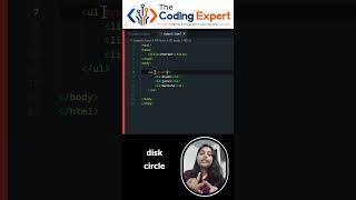 🔥 HTML Unordered List (UL) Tutorial | Bullet Styles (Square, Circle, Disc) 💻 | #coding #shorts