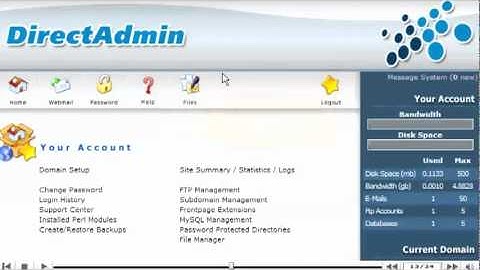 Tutorials: Navigating around in Direct Admin - WebHostingServices.co.nz