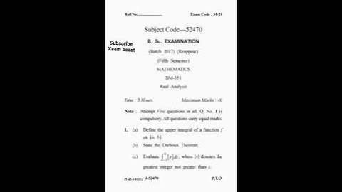 (GJU) Bsc 5th Semester mathematics Real Analysis questions paper march 2021 GJU University #shorts