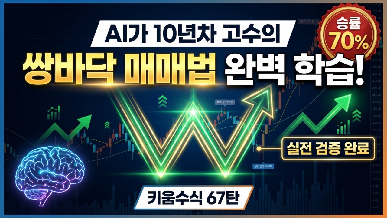 [키움증권 수식만들기 67탄] AI가 10년차 고수의 쌍바닥 매매법을 학습하더니… 실전용 수식으로 승률 70% 뽑아냈다!