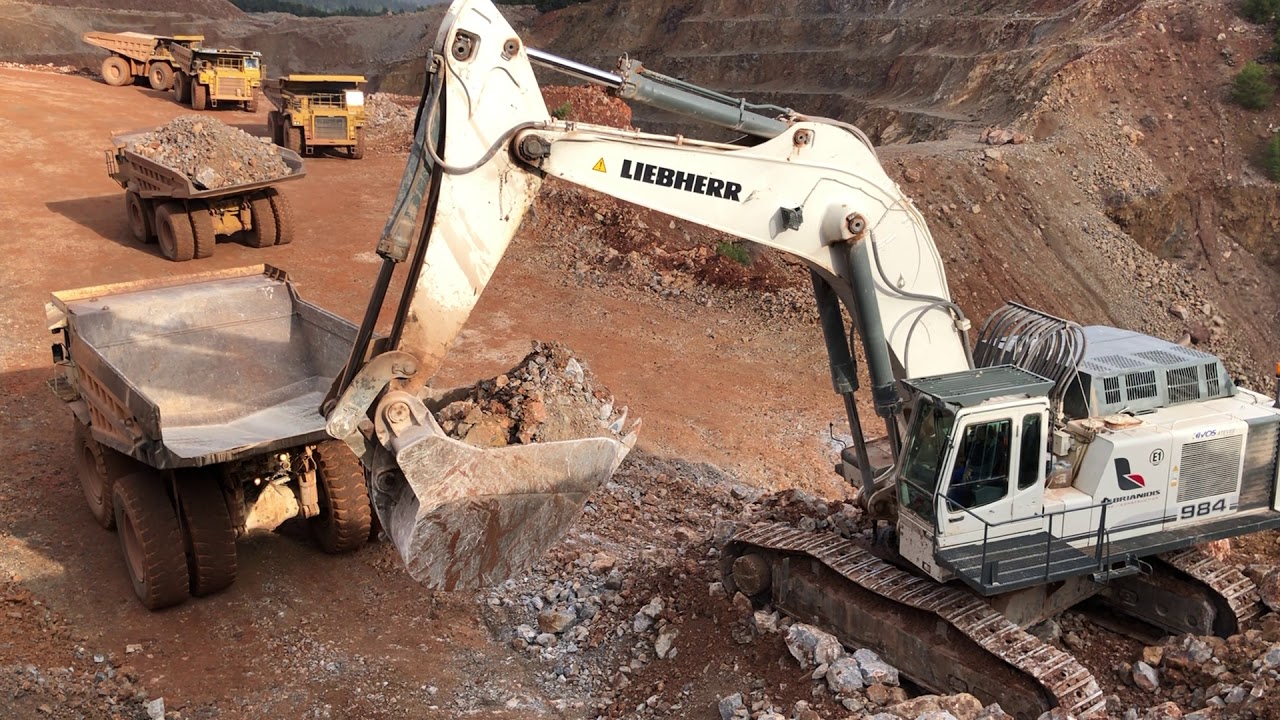 Liebherr 984 Excavator Loading Caterpillar 777C And 777D Dumpers - Sotiriadis/Labrianidis Mining