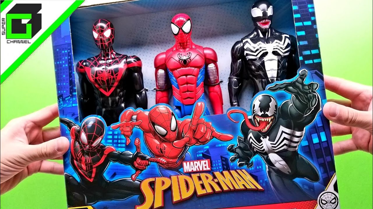 New SPIDER-MAN, VENOM, and MILES MORALES 3 pack (TITAN HERO SERIES action  figure UNBOXING and REVIEW